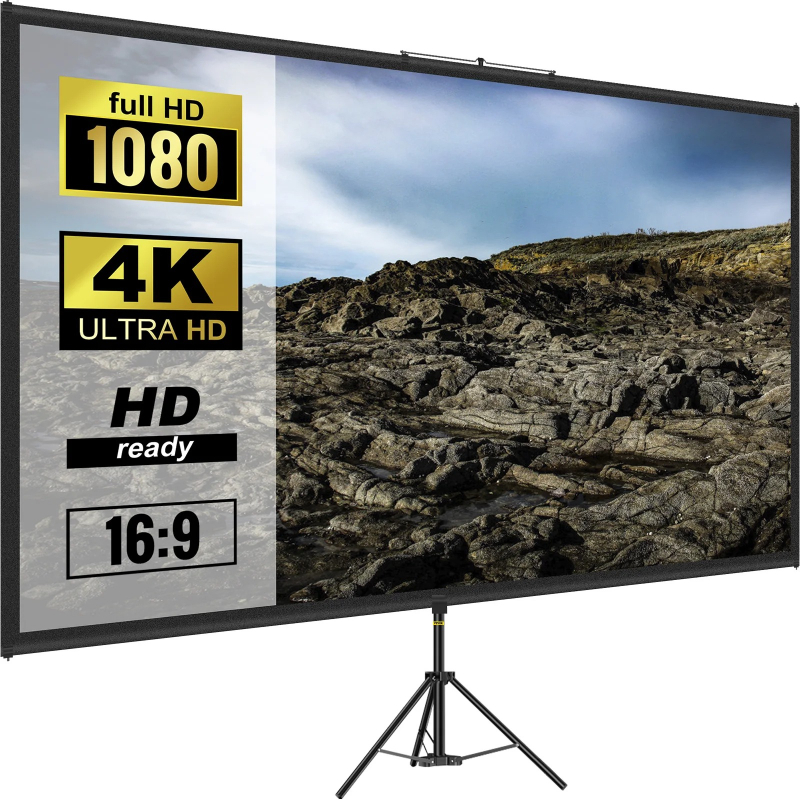 Home Cinema Projector Screen - จอโปรเจคเตอร์แบบขาตั้งขนาด 100 นิ้ว พร้อมขาตั้ง 16:9 4K