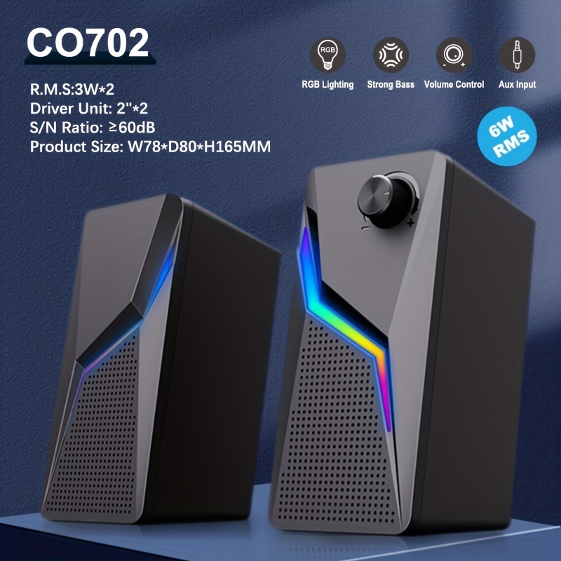 Home Cinema Subwoofer - ลําโพงสําหรับเล่นเกมคอมพิวเตอร์กล่องเสียง PC ไมโครโฟนสเตอริโอไฮไฟสเตอริโอ USB แบบมีสายพร้อมไฟ LED