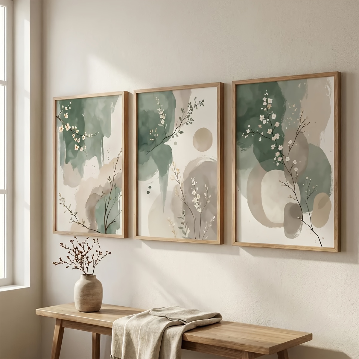 ภาพพิมพ์บนผ้าใบลายใบไม้สไตล์ญี - Home Cinema Wall Art บทวิจารณ์และราคา