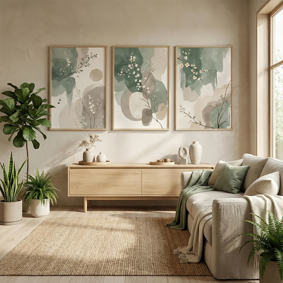 ภาพพิมพ์บนผ้าใบลายใบไม้สไตล์ญี - Home Cinema Wall Art บทวิจารณ์และราคา
