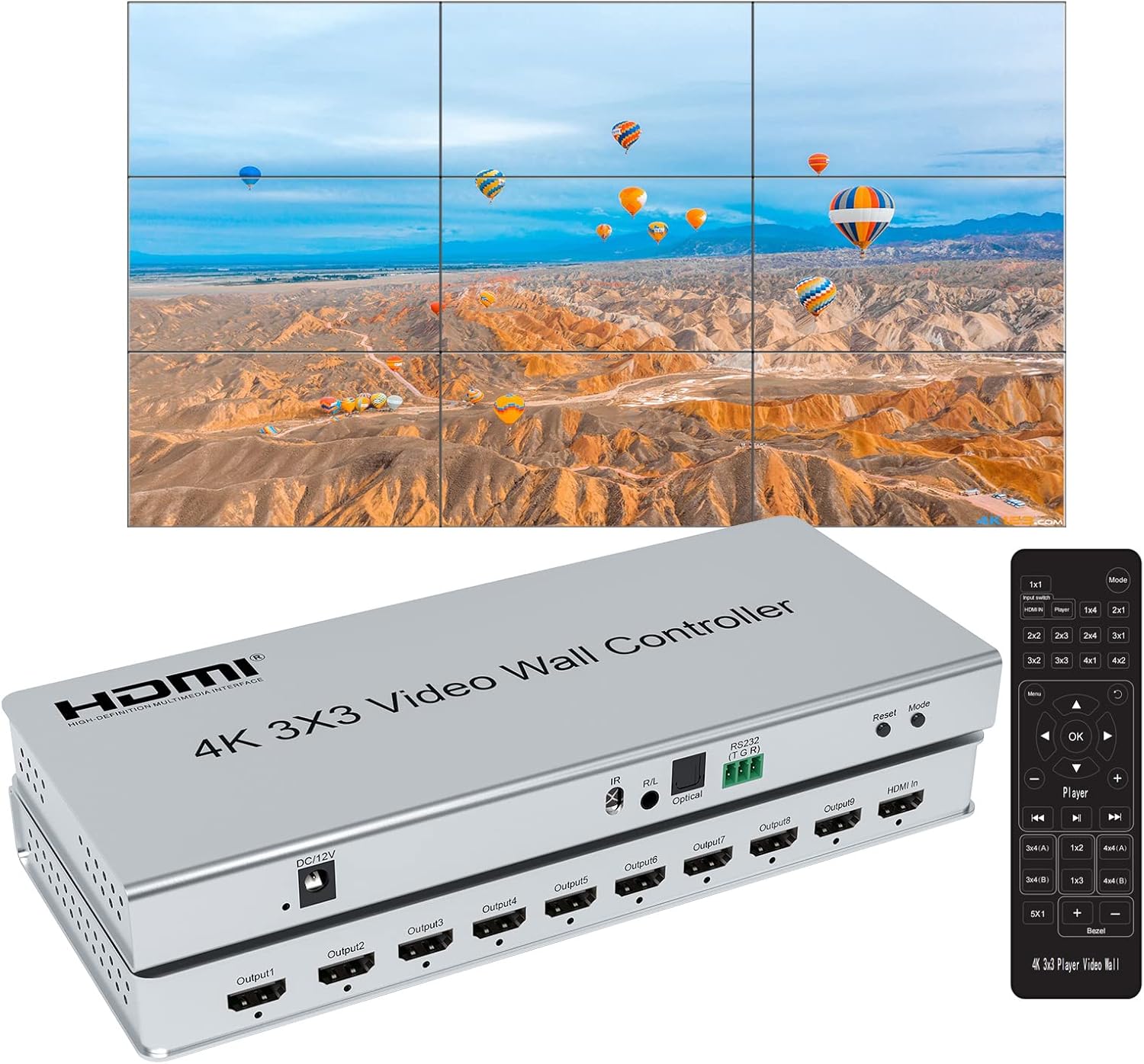 4K 3x3 HDMI Video Wall Control - Home Cinema Projector Screen บทวิจารณ์และราคา