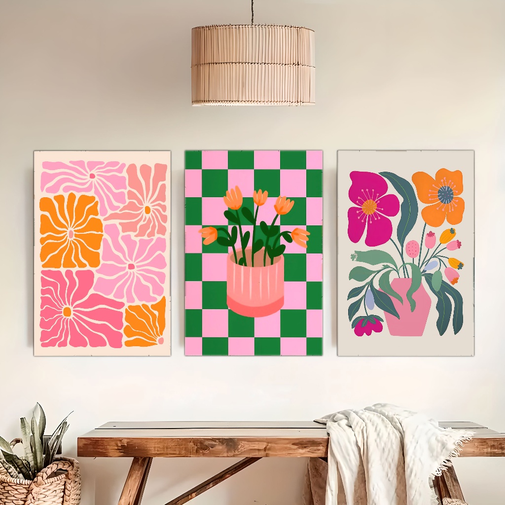 Vibrant ดอกไม้และแจกันพิมพ์ผ้า - Home Cinema Wall Art บทวิจารณ์และราคา
