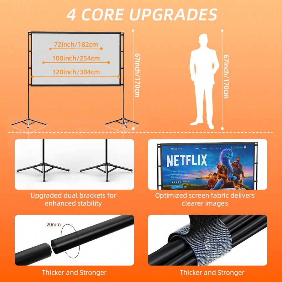 XBJ 100 นิ้ว 4K อัลตร้าเอชดีหน - Home Cinema Projector Screen บทวิจารณ์และราคา