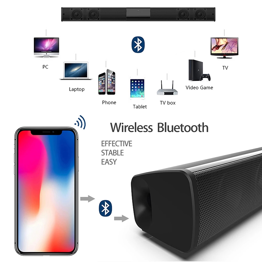 40W ลําโพงบลูทูธคอลัมน์แบบพกพา - Soundbar Bluetooth Home บทวิจารณ์และราคา